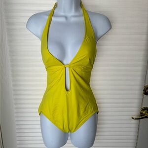 One piece Halter bathing suit sz 10 no bra pads. Cut tags